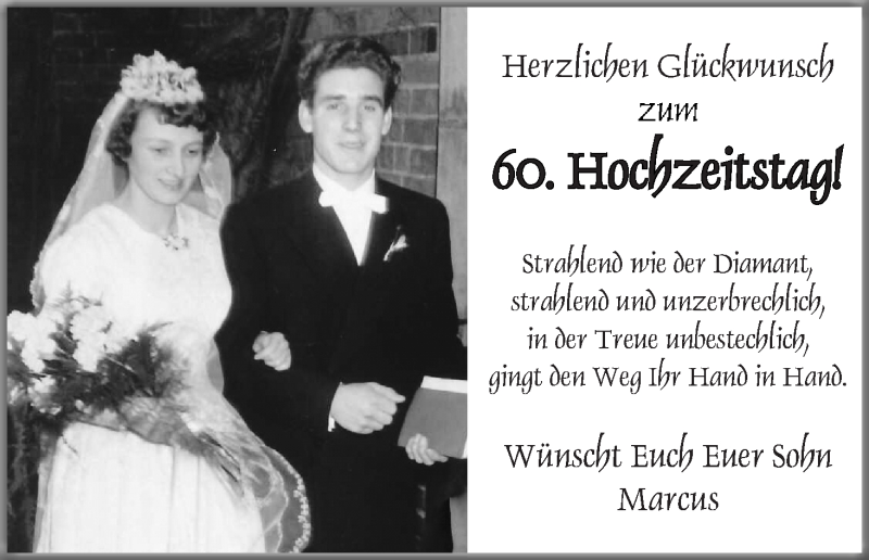 Hochzeitsanzeige von 60.   von WESER-KURIER