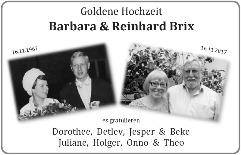 Hochzeitsanzeige von Barbara Brix von WESER-KURIER