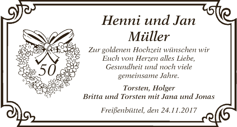 Hochzeitsanzeige von Henni Müller von Osterholzer Kreisblatt