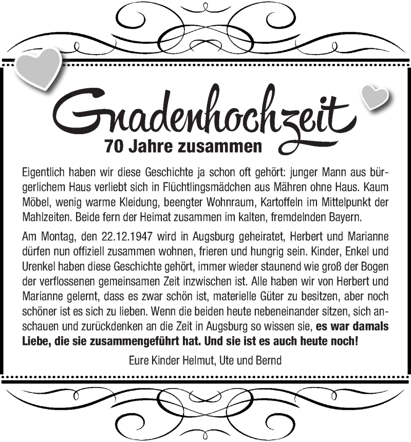 Hochzeitsanzeige von Herbert  von WESER-KURIER
