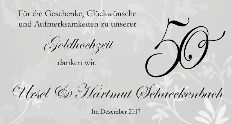 Hochzeitsanzeige von Ursel Schaeckenbach von Wuemme Zeitung