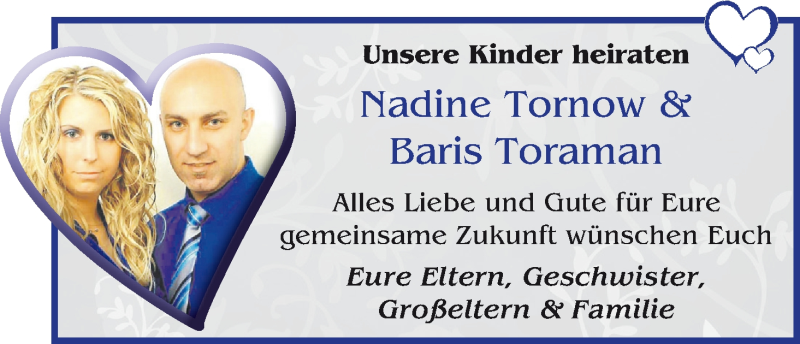 Hochzeitsanzeige von Nadine Tornow  von WESER-KURIER