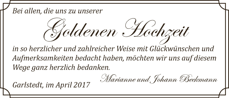 Hochzeitsanzeige von Marianne Beckmann von Osterholzer Kreisblatt