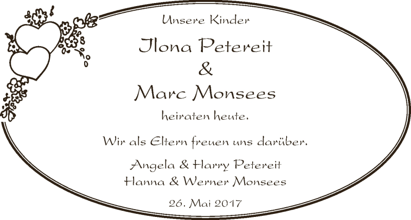 Hochzeitsanzeige von Ilona Petereit von Osterholzer Kreisblatt