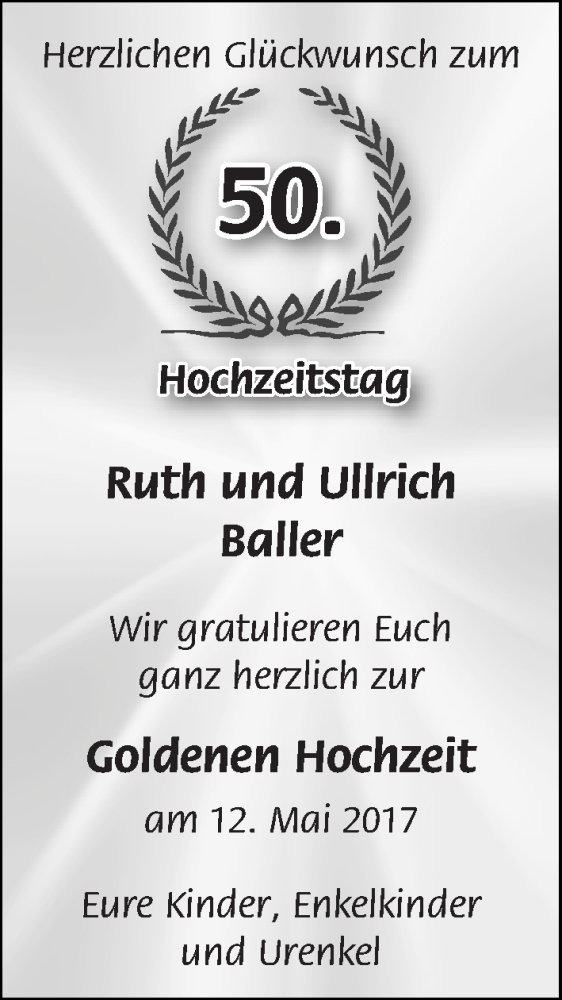 Hochzeitsanzeige von Ruth Baller von WESER-KURIER