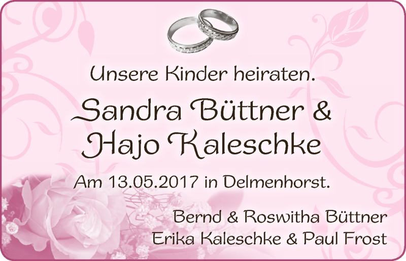 Hochzeitsanzeige von Sandra Büttner von WESER-KURIER