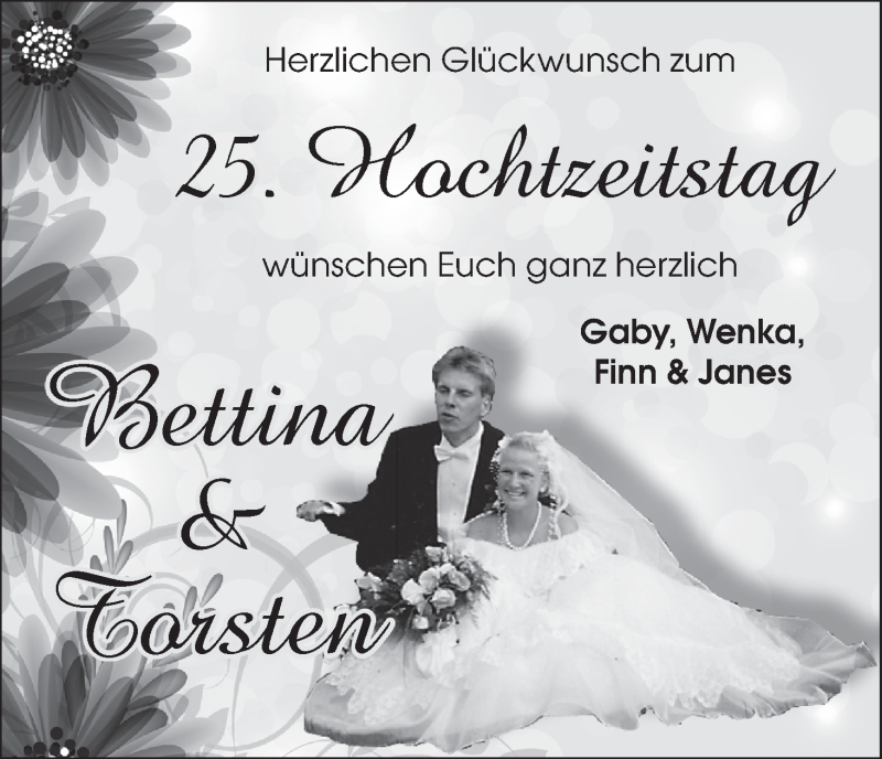 Hochzeitsanzeige von Bettina  von Die Norddeutsche