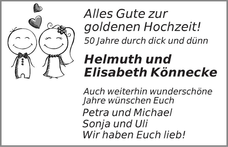 Hochzeitsanzeige von Helmuth Könnecke von WESER-KURIER