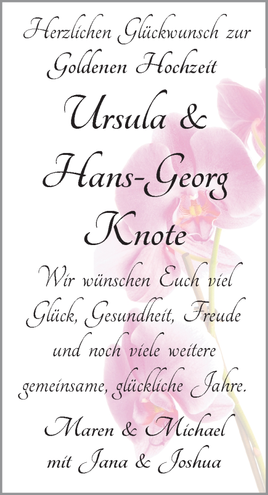Hochzeitsanzeige von Ursula Knote von WESER-KURIER