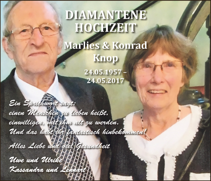 Hochzeitsanzeige von Marlies Knop von Wuemme Zeitung
