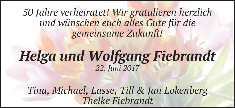 Hochzeitsanzeige von Helga Fiebrandt von Osterholzer Kreisblatt
