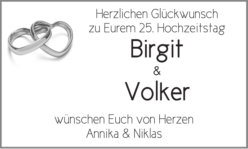 Hochzeitsanzeige von Birgit  von Die Norddeutsche