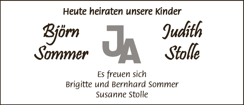 Hochzeitsanzeige von Björn Sommer von WESER-KURIER