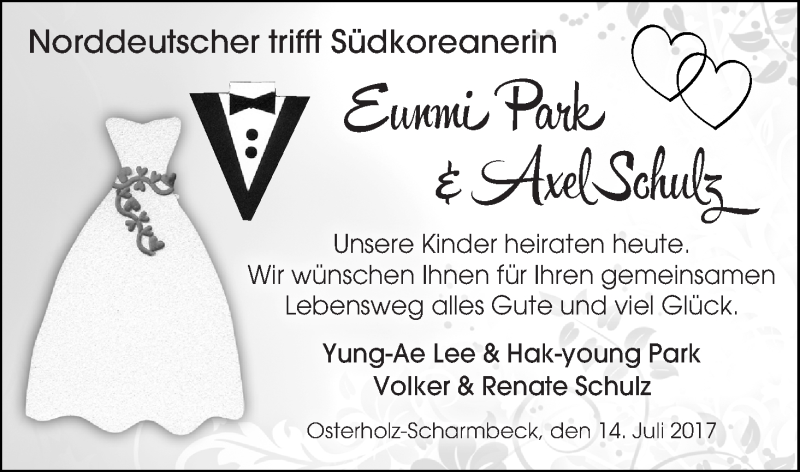 Hochzeitsanzeige von Eunmi Park von Osterholzer Kreisblatt