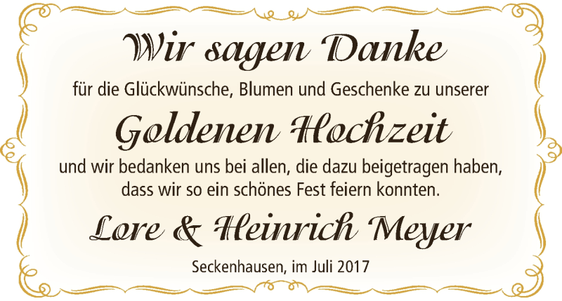 Hochzeitsanzeige von Lore Meyer von Regionale Rundschau/Syker Kurier