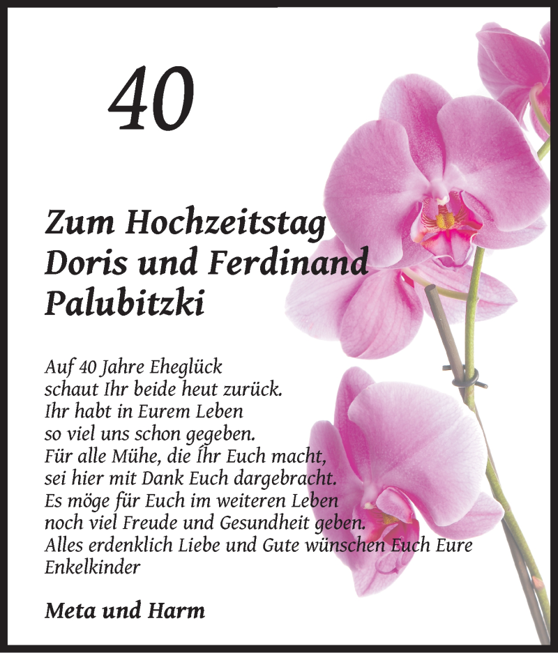 Hochzeitsanzeige von Doris Palubitzki von Delmenhorster Kurier