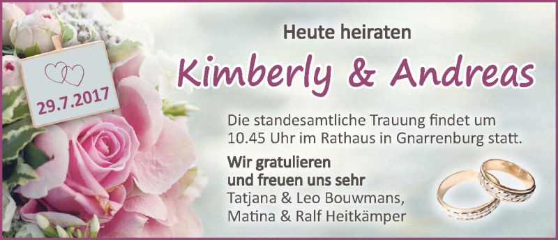 Hochzeitsanzeige von Kimberly  von Osterholzer Kreisblatt