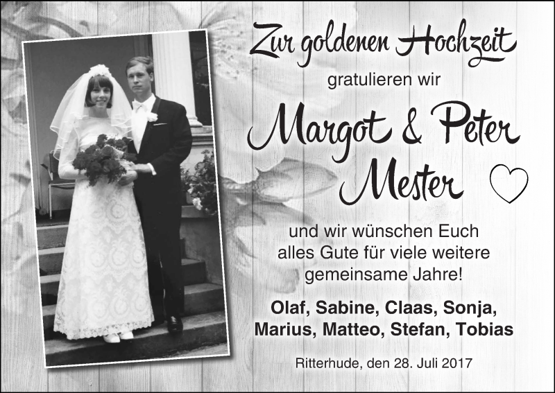 Hochzeitsanzeige von Margot Mester von Osterholzer Kreisblatt