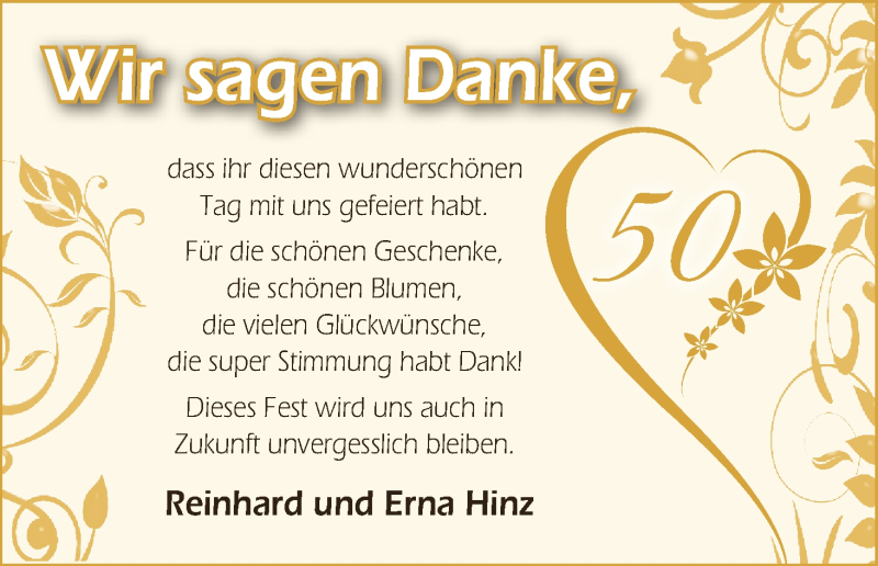 Hochzeitsanzeige von Erna Hinz von Wuemme Zeitung