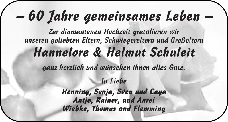 Hochzeitsanzeige von Hannelore Schuleit von WESER-KURIER
