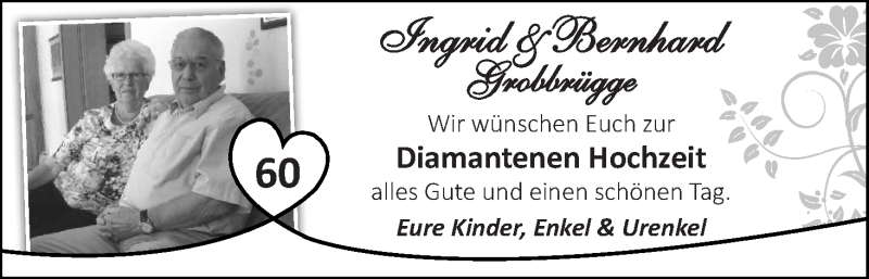 Hochzeitsanzeige von Ingird Grobbrügge von WESER-KURIER