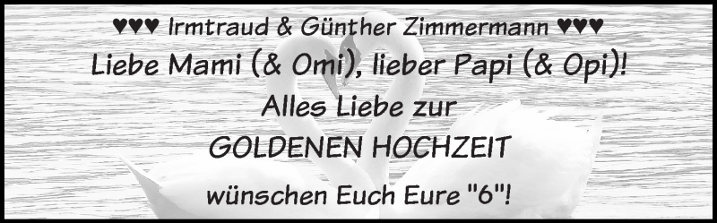 Hochzeitsanzeige von Irmtraud Zimmermann von WESER-KURIER