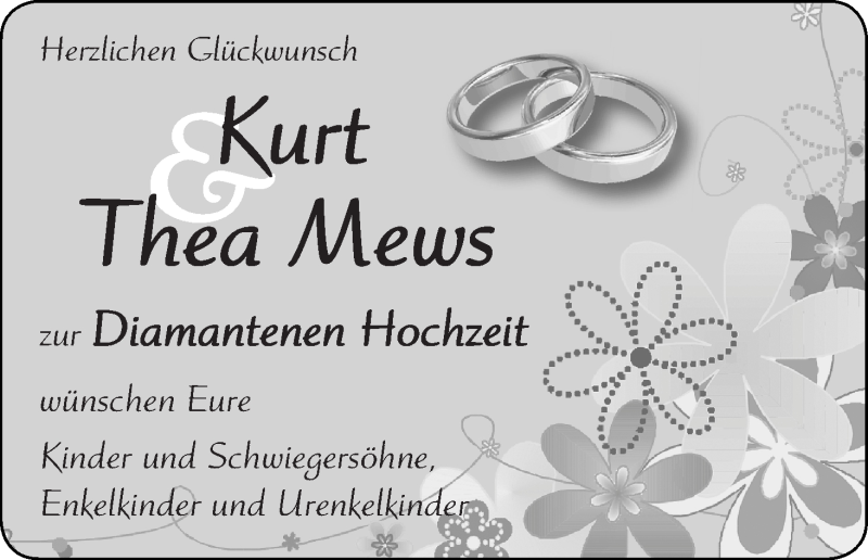 Hochzeitsanzeige von Kurt Mews von WESER-KURIER