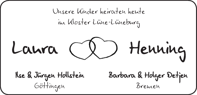 Hochzeitsanzeige von Laura  von WESER-KURIER