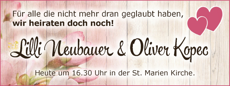 Hochzeitsanzeige von Lilli Neubauer von Osterholzer Kreisblatt