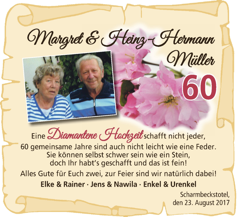 Hochzeitsanzeige von Margret Müller von Osterholzer Kreisblatt