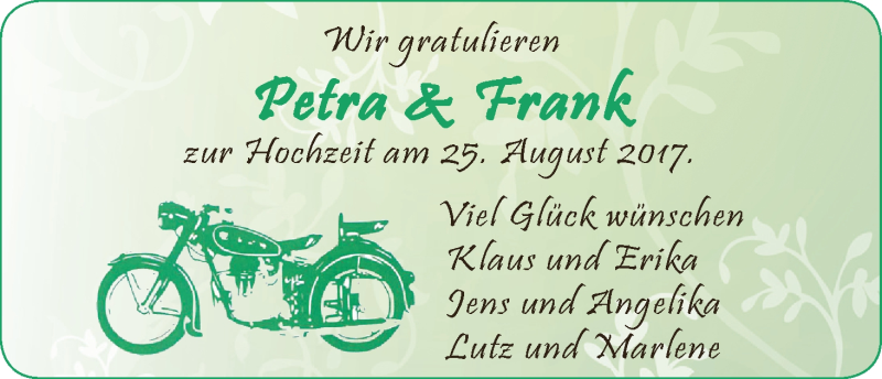 Hochzeitsanzeige von Petra  von WESER-KURIER