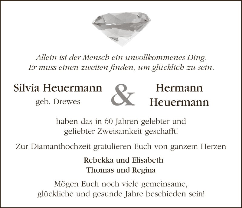 Hochzeitsanzeige von Silvia Heuermann von WESER-KURIER