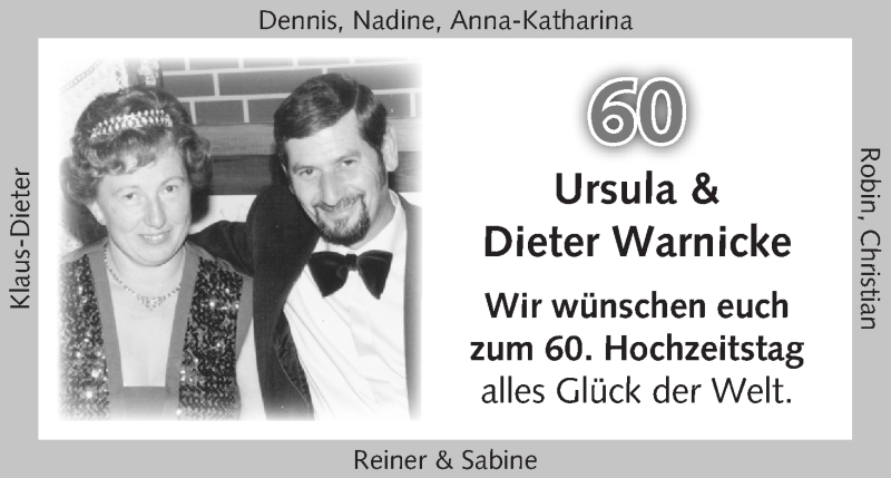 Hochzeitsanzeige von Ursula Warnicke von WESER-KURIER