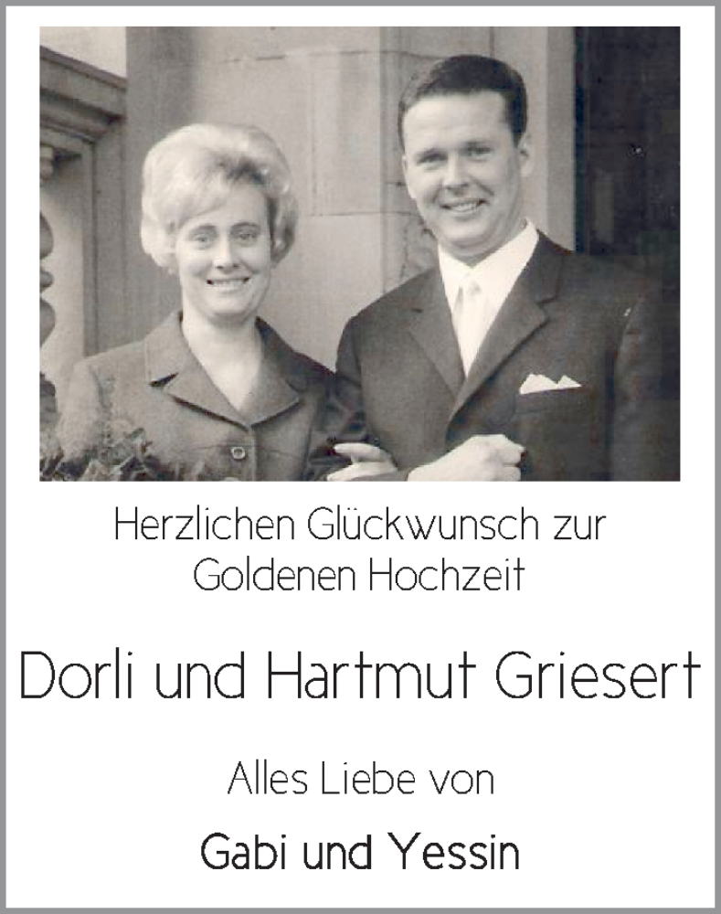 Hochzeitsanzeige von Dorli Griesert von WESER-KURIER