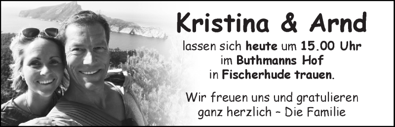 Hochzeitsanzeige von Kristina  von WESER-KURIER