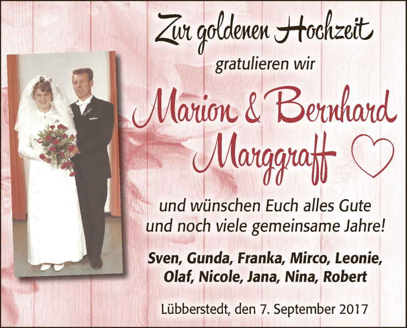 Hochzeitsanzeige von Marion Marggraff von Osterholzer Kreisblatt
