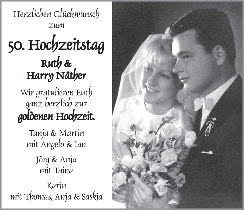 Hochzeitsanzeige von Ruth Näther von Die Norddeutsche