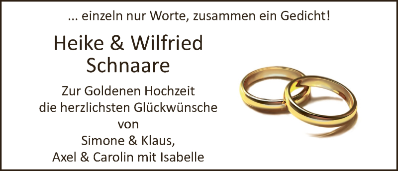 Hochzeitsanzeige von Heike Schnaare von WESER-KURIER
