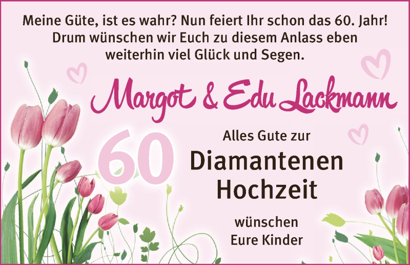 Hochzeitsanzeige von Margot Lackmann von WESER-KURIER