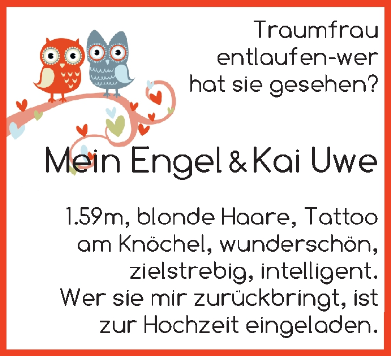 Hochzeitsanzeige von Mein Engel  von WESER-KURIER