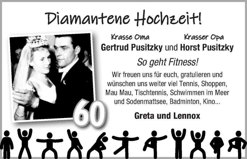 Hochzeitsanzeige von Gertrud Pusitzky von WESER-KURIER