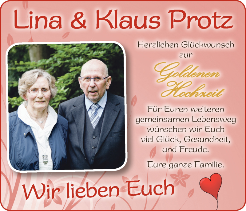 Hochzeitsanzeige von Lina Protz von Die Norddeutsche