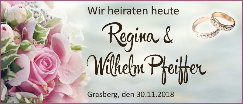 Hochzeitsanzeige von Regina Pfeiffer von Wuemme Zeitung