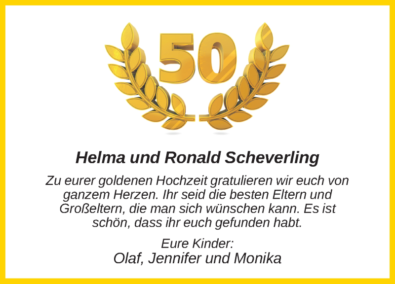 Hochzeitsanzeige von Helma Scheverling von WESER-KURIER
