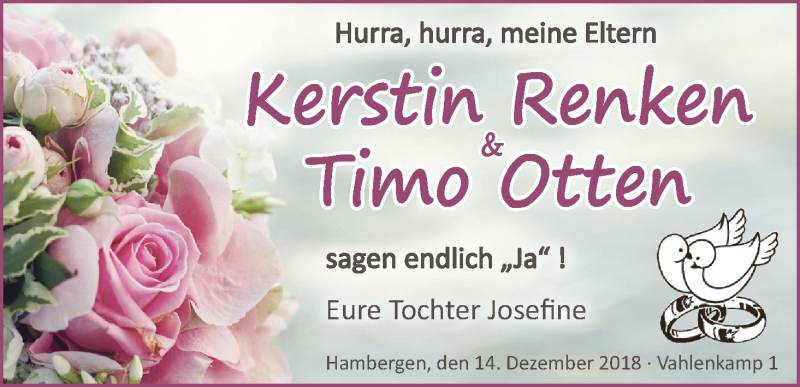 Hochzeitsanzeige von Kerstin Renken von Osterholzer Kreisblatt