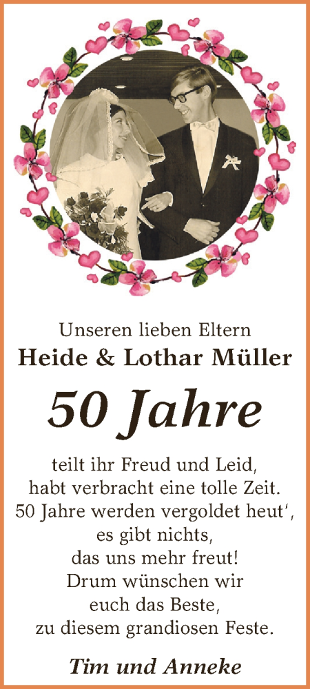 Hochzeitsanzeige von Heide Müller von WESER-KURIER
