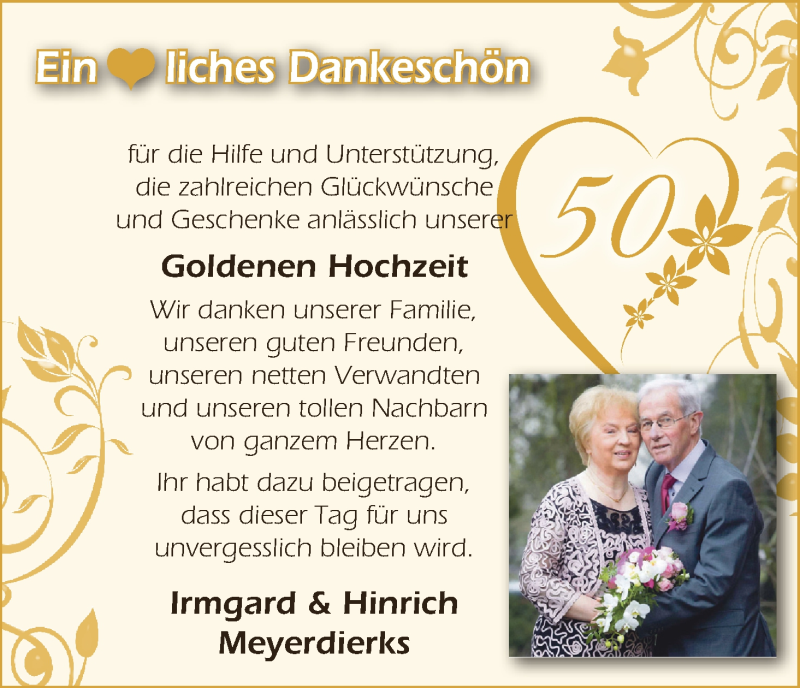 Hochzeitsanzeige von Irmgard Meyerdierks von Wuemme Zeitung