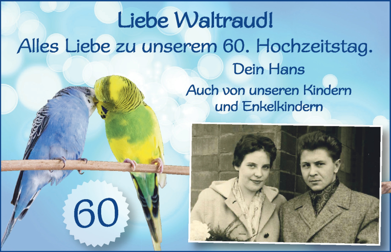 Hochzeitsanzeige von Waltraud  von WESER-KURIER