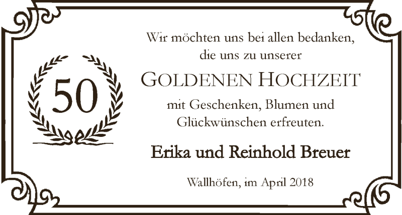 Hochzeitsanzeige von Reinhold Breuer von Osterholzer Kreisblatt