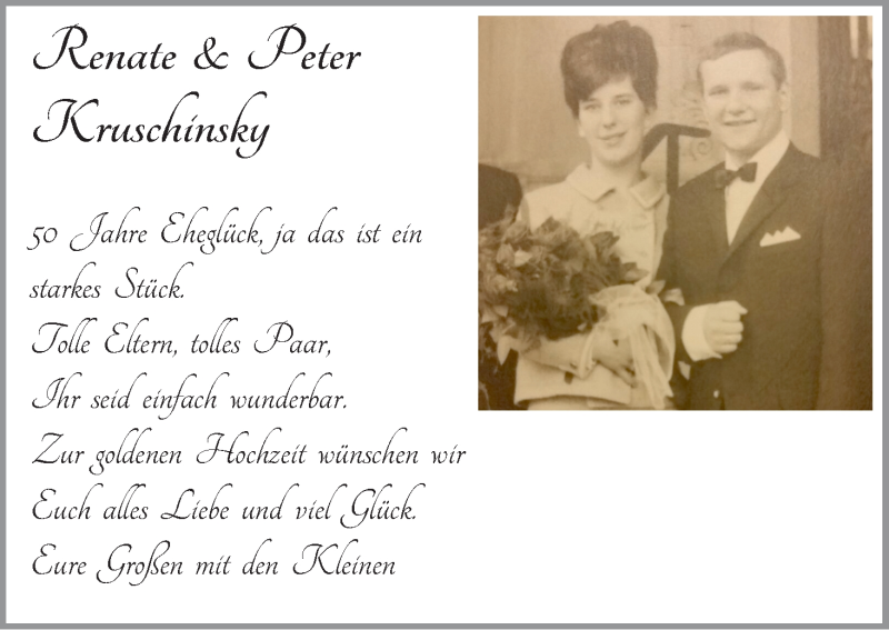 Hochzeitsanzeige von Renate Kruschinsky von WESER-KURIER